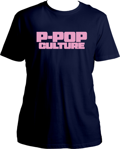 unisex T-shirt with soft pink bold P-POP CULTURE text inspired by Punjabi pop culture and Karan Aujla.