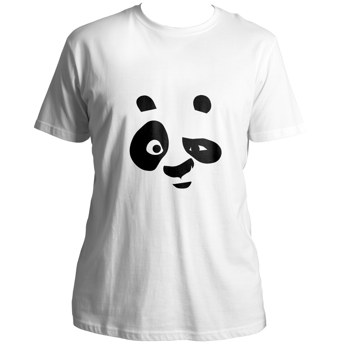 Panda Mood Unisex T-Shirt with playful black panda face graphic on white