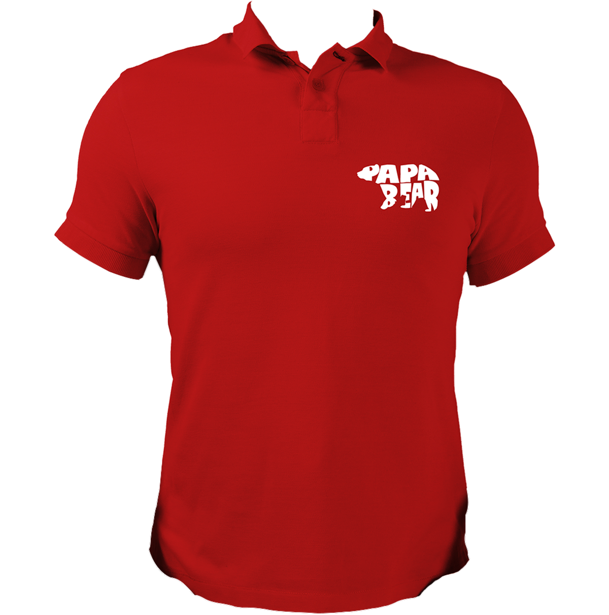 Red Papa Bear Polo T-Shirt by Garrari with contrast Papa Bear dad graphic