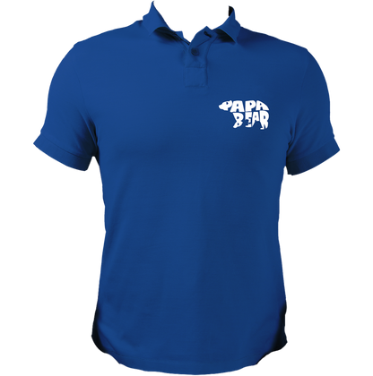 Royal Blue Papa Bear Polo T-Shirt by Garrari with white Papa Bear chest print