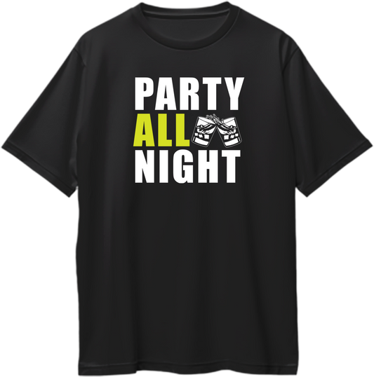 Party All Night oversized unisex T-shirt – premium Yo Yo Honey Singh fan merch for concerts, clubbing & streetwear, available on Garrari.com.
