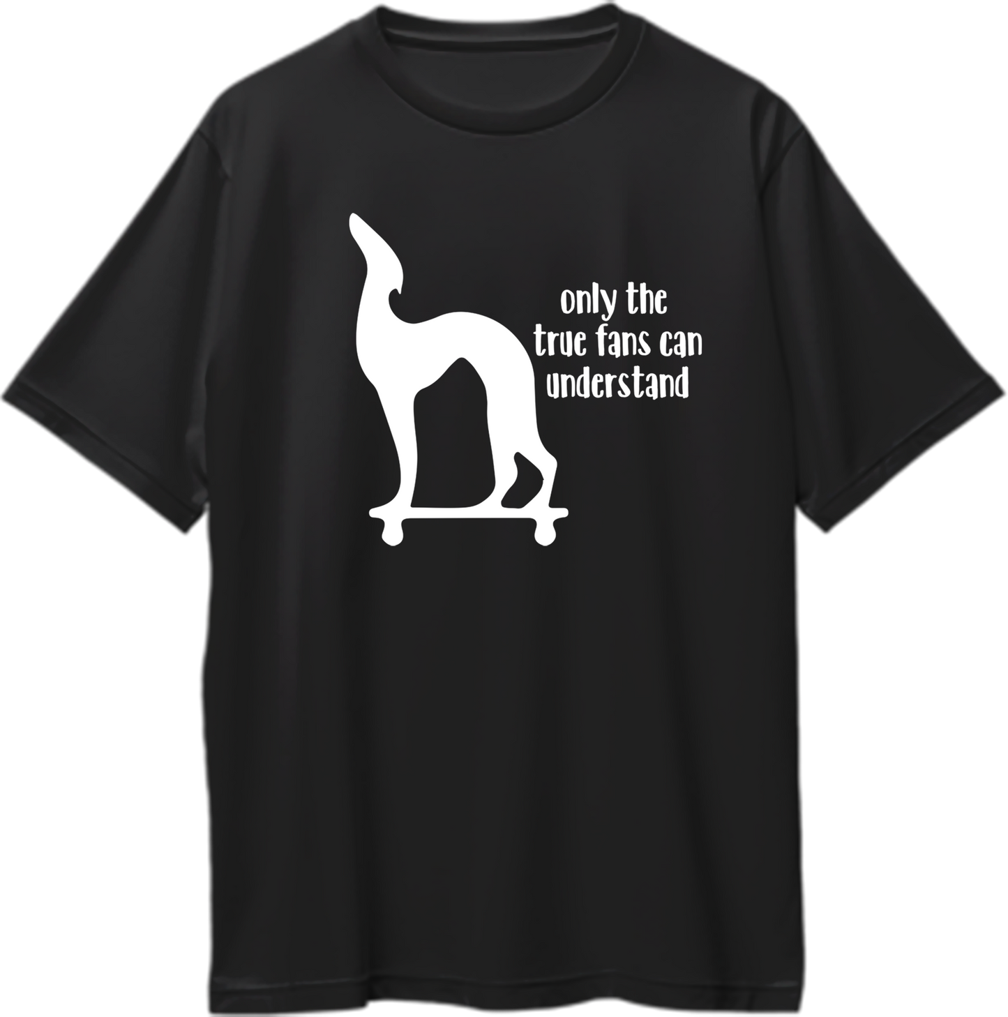 Oversized unisex t-shirt featuring the famous dog statue from Joey and Chandler’s apartment in Friends with the message “Only the true fans can understand.”