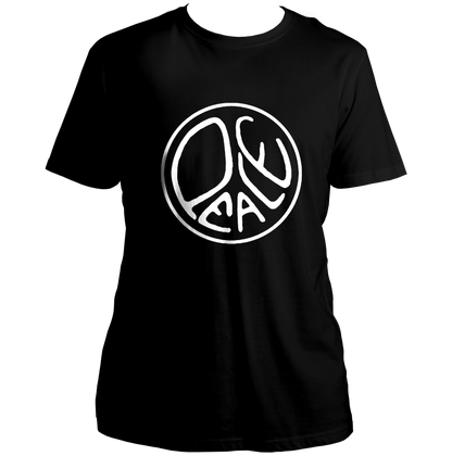 Black Peace Unisex T-Shirt with white peace symbol graphic