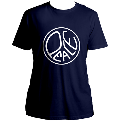 Navy Blue Peace Unisex T-Shirt with white peace symbol graphic