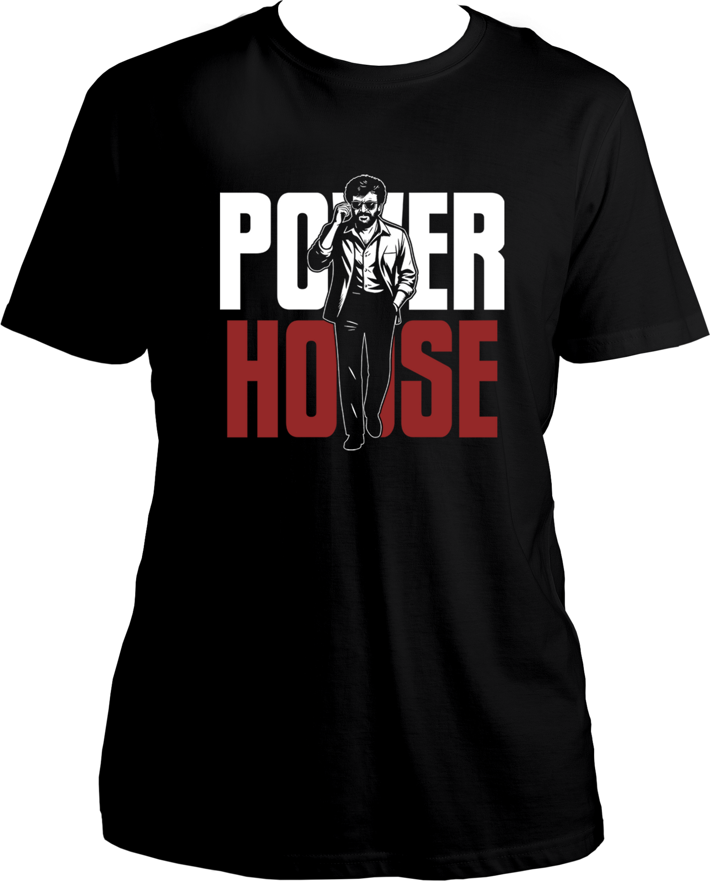 Coolie Power House black regular fit t-shirt with bold red and white typography and walking pose graphic