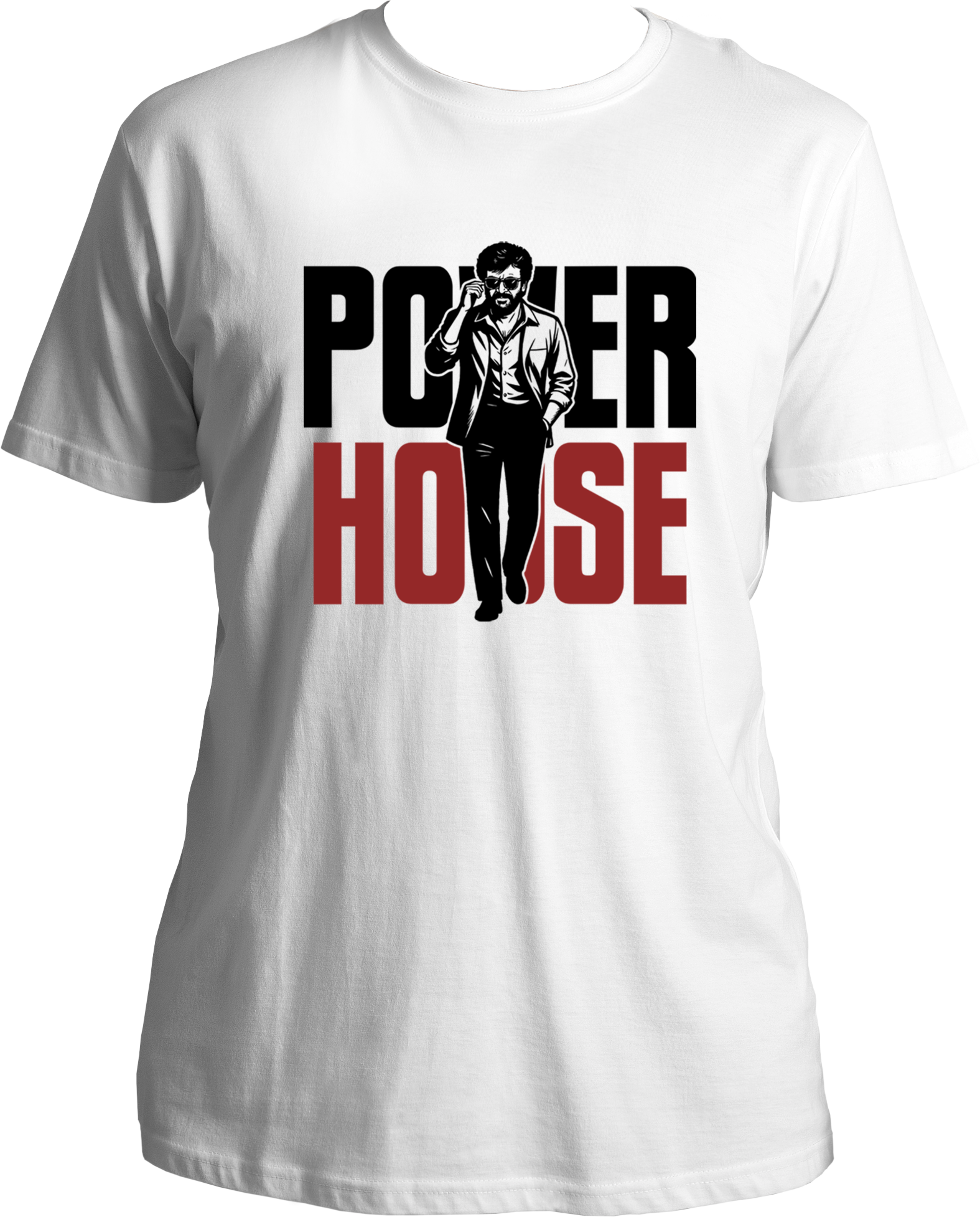 Coolie Power House white regular fit t-shirt with bold red and white typography and walking pose graphic