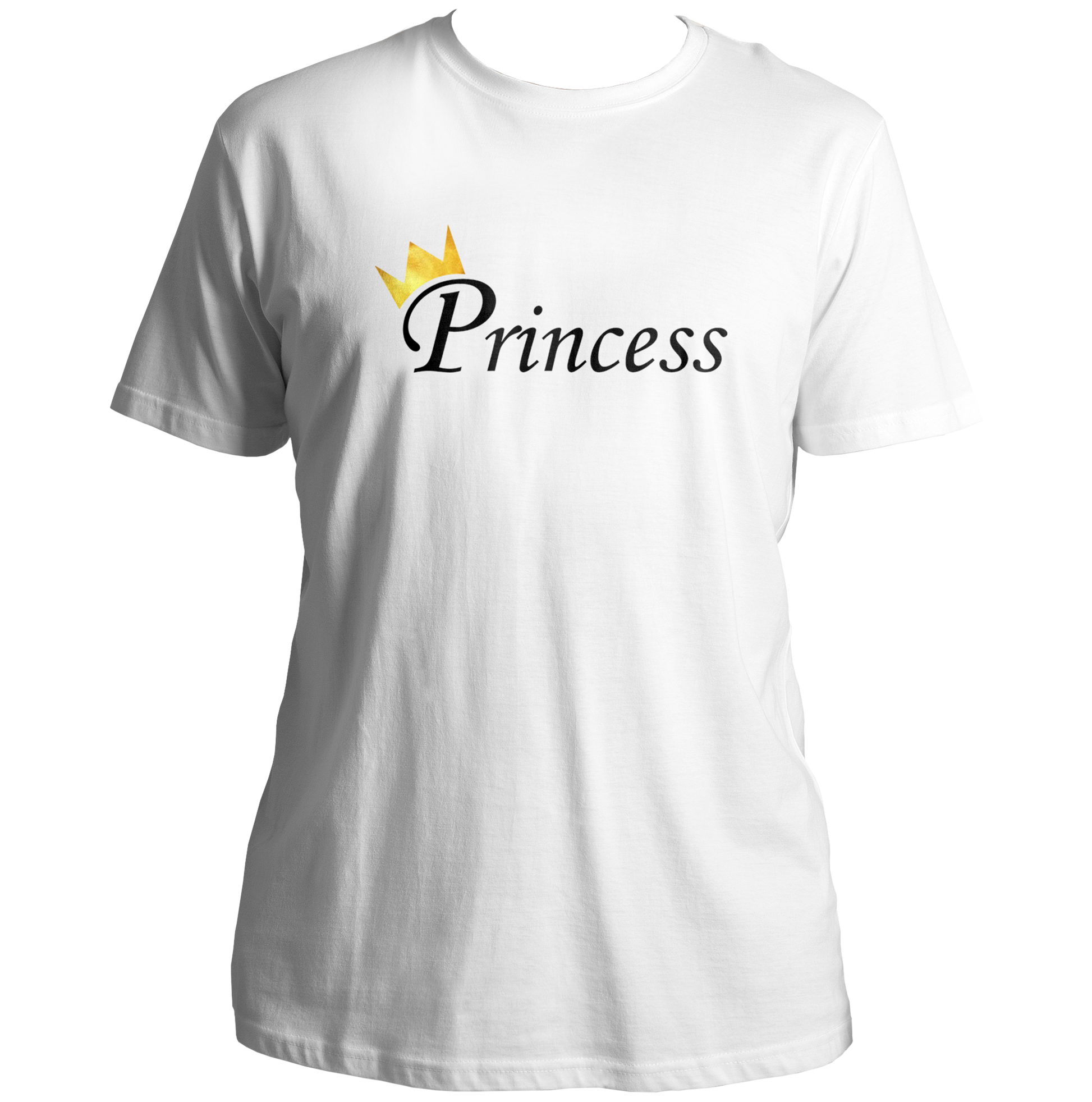 White Princess Unisex T-Shirt with crown typography print