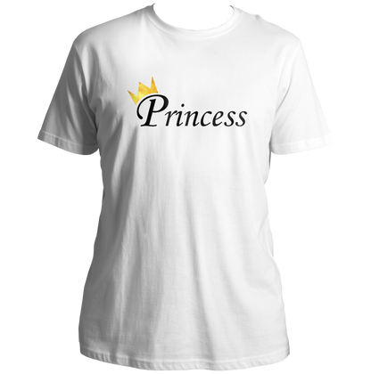 White Princess Unisex T-Shirt with crown typography print