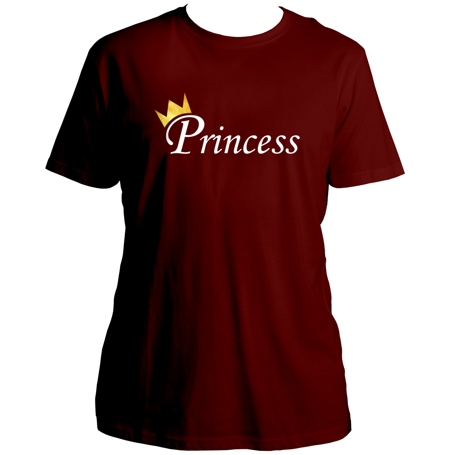 Maroon Princess Unisex T-Shirt with Princess typography and crown graphic