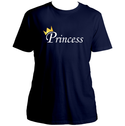 Navy Blue Princess Unisex T-Shirt with Princess typography and golden crown