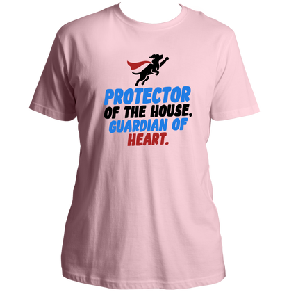 Baby Pink Protector of the House Dog Lover Unisex T-Shirt with superhero dog graphic