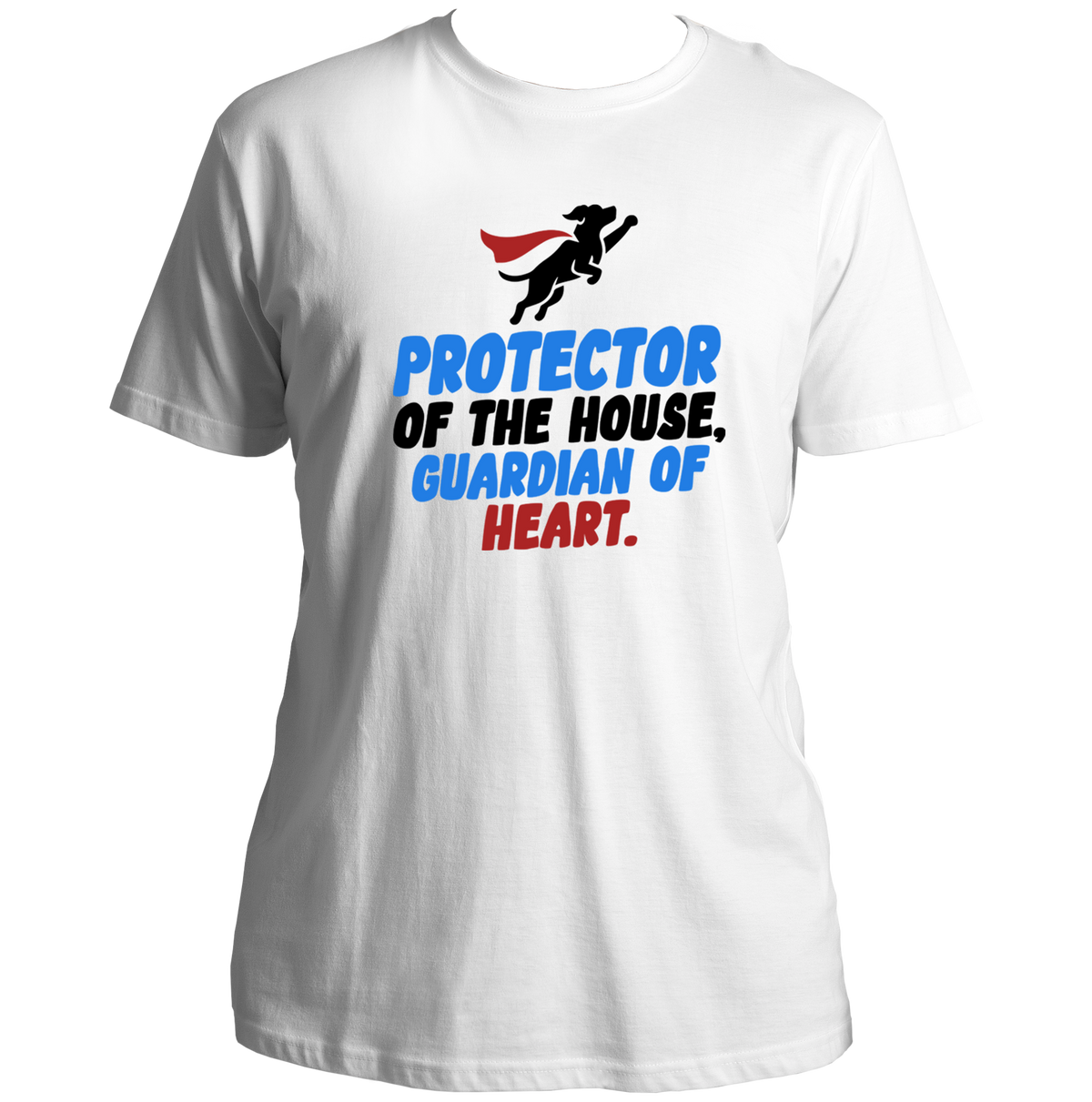 White Protector of the House Dog Lover Unisex T-Shirt with superhero dog graphic