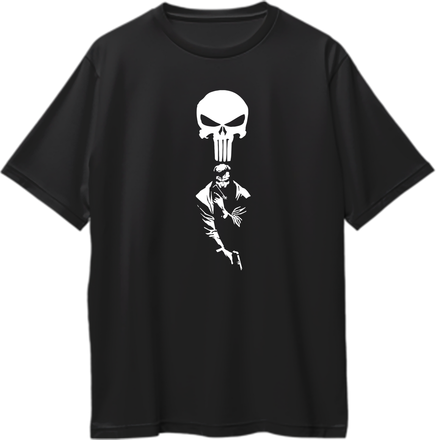 "Oversized unisex t-shirt featuring the Punisher skull logo, perfect for fans of the dark anti-hero."