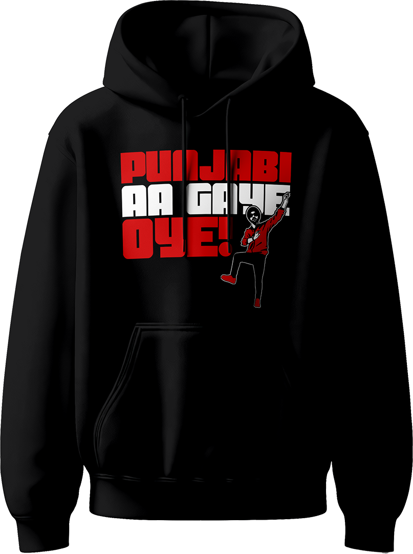 Punjabi Aa Gaye Oye Diljit Dosanjh Unisex Hoodie featuring the phrase “Punjabi Aa Gaye Oye,” inspired by Diljit’s 2024 Dil-Luminati Tour.