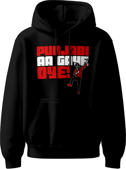 Punjabi Aa Gaye Oye Diljit Dosanjh Unisex Hoodie featuring the phrase “Punjabi Aa Gaye Oye,” inspired by Diljit’s 2024 Dil-Luminati Tour.