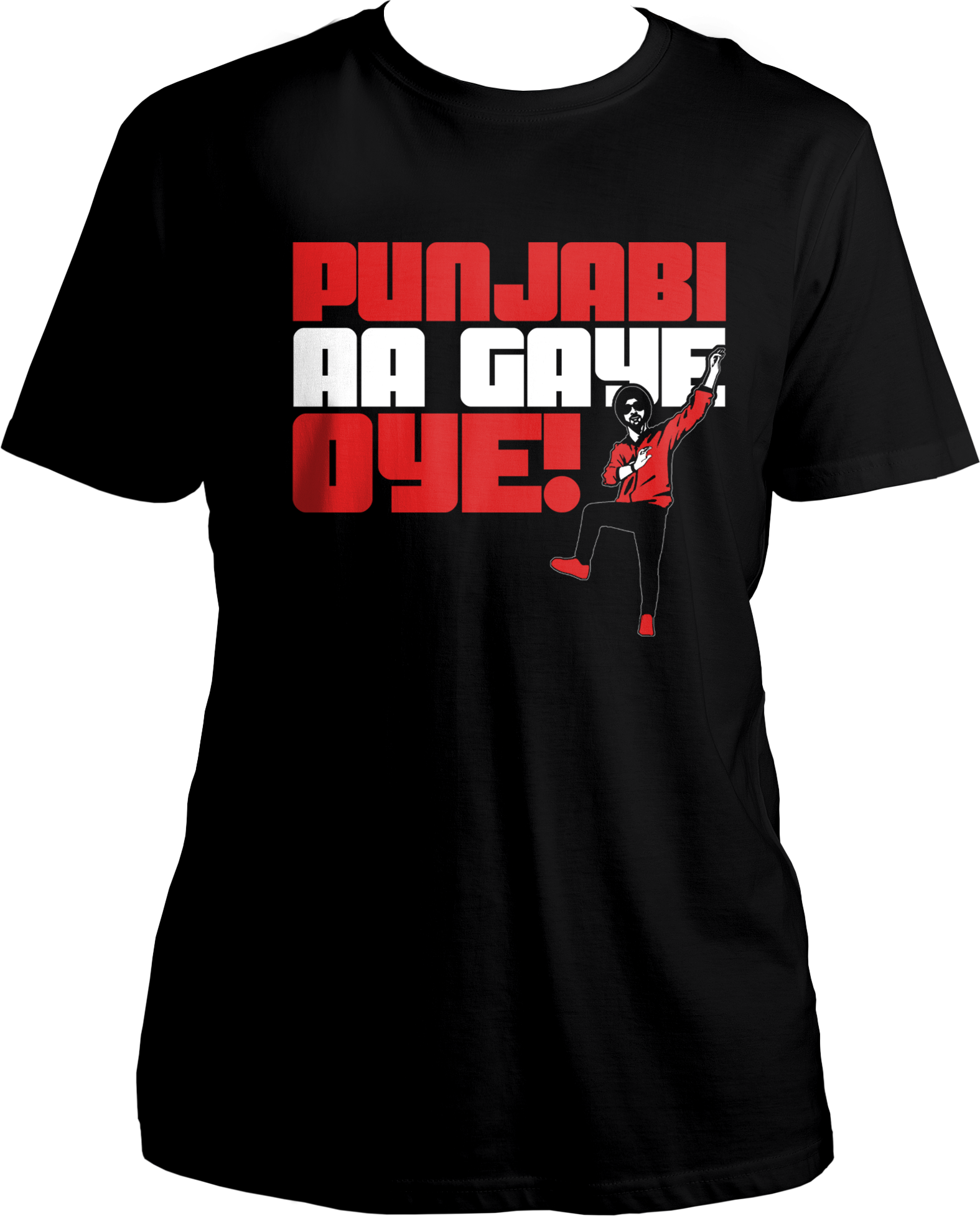 "Hey Punjabis and all you Diljit Dosanjh fans, we've got something special just for you! Introducing our Unisex Round Neck Cotton T-Shirt, designed to celebrate the vibrant spirit of Punjab.<br data-mce-fragment="1"><br data-mce-fragment="1">The design on the tee says it all - "PUNJABI AA GAYE OYE" which translates to "Punjabis have arrived, hey!" 🎉 Let's show everyone how fun-loving and full of life Punjabis are with this witty and cheerful message.