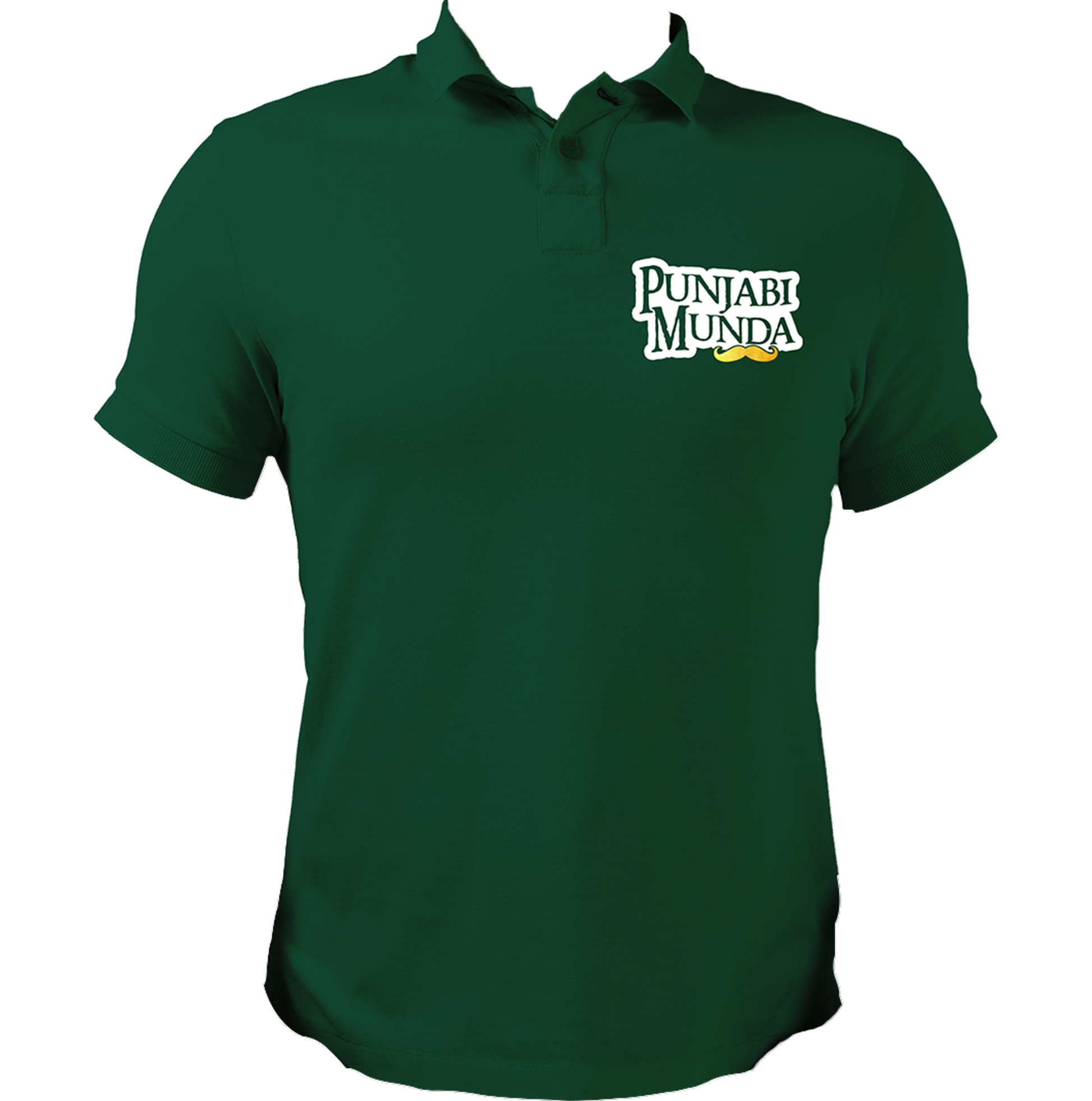 Dark Green Punjabi Munda Polo T-Shirt with Punjabi typography chest print