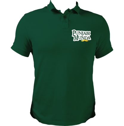 Dark Green Punjabi Munda Polo T-Shirt with Punjabi typography chest print