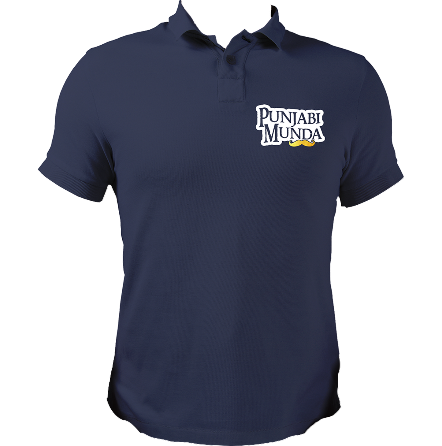 Navy Blue Punjabi Munda Polo T-Shirt with Punjabi typography chest print