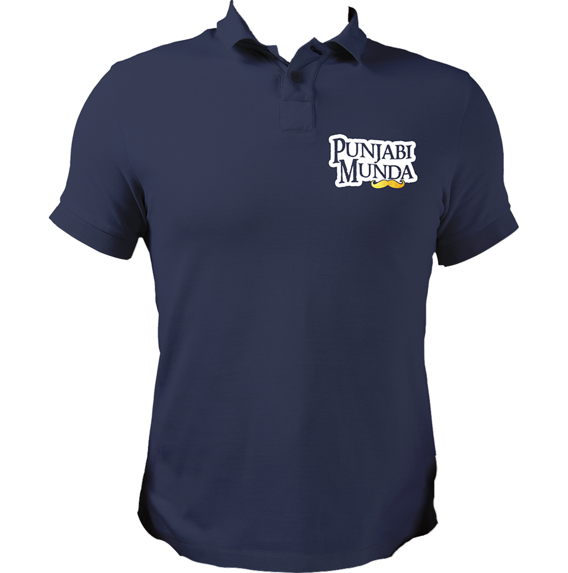 Navy Blue Punjabi Munda Polo T-Shirt with Punjabi typography chest print