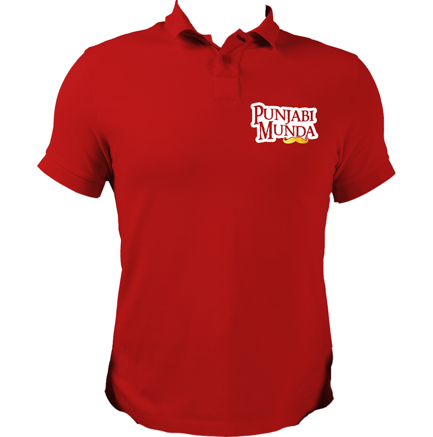 Red Punjabi Munda Polo T-Shirt with Punjabi typography chest print