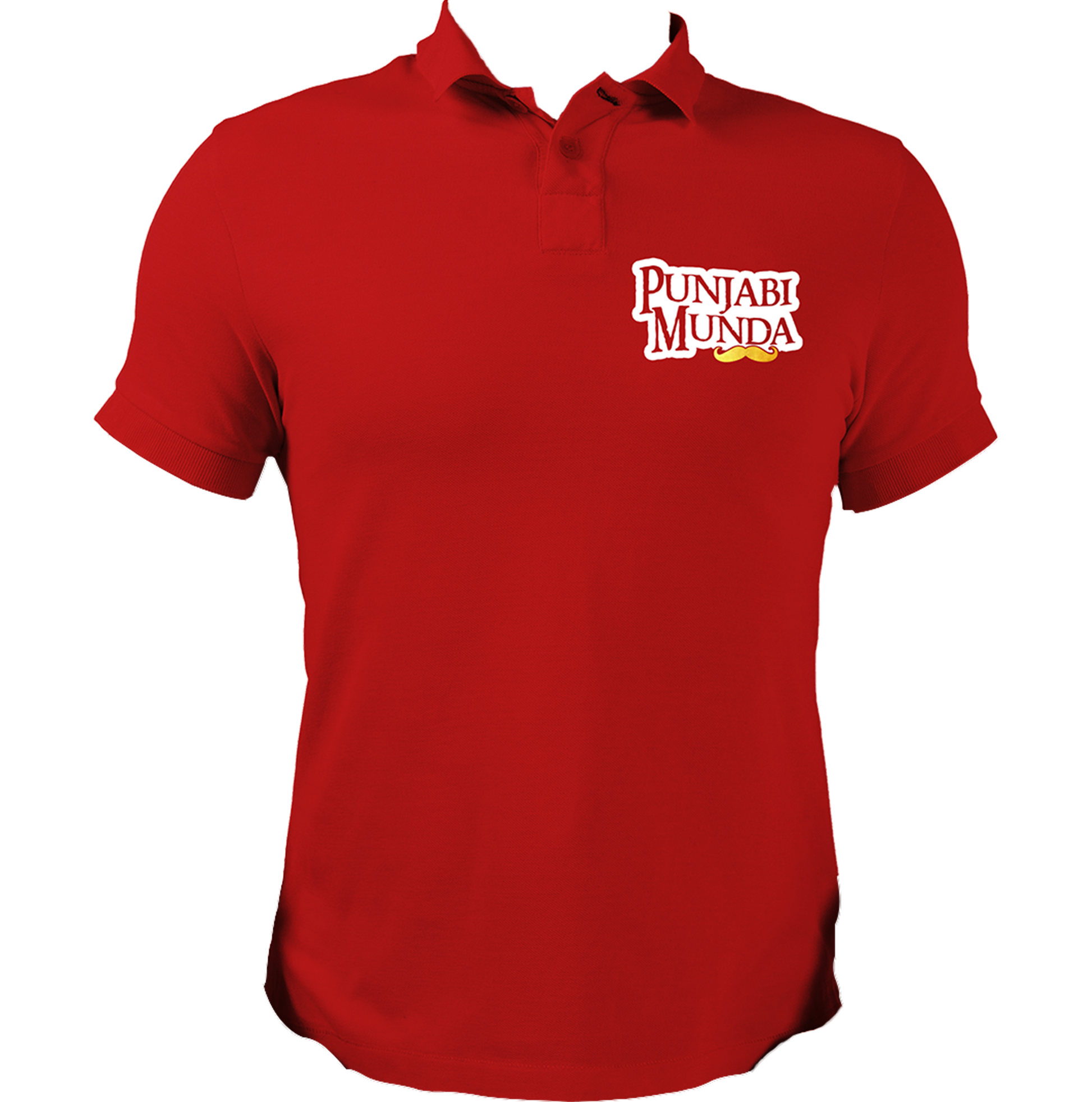 Red Punjabi Munda Polo T-Shirt with Punjabi typography chest print