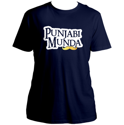 Navy Blue Punjabi Munda Unisex T-Shirt with Punjabi typography print
