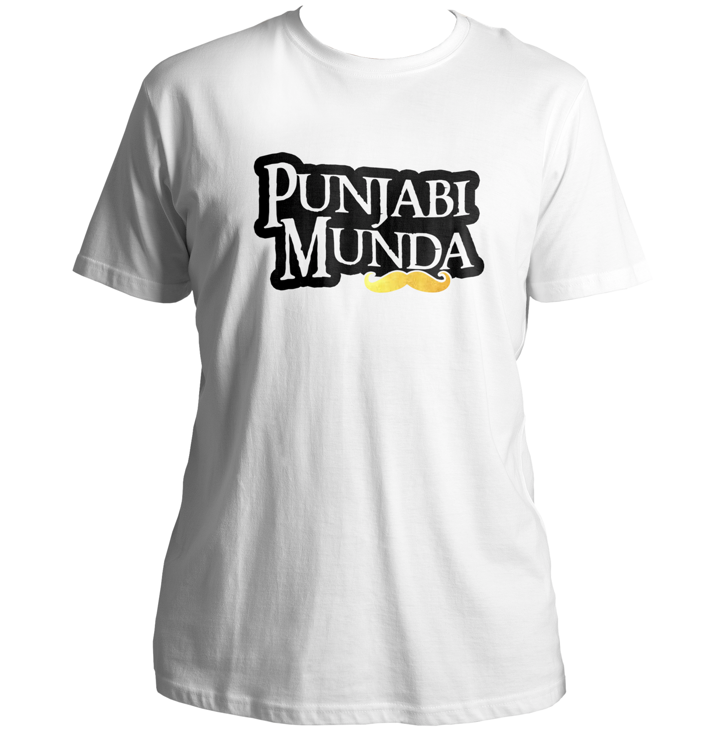 White Punjabi Munda Unisex T-Shirt with Punjabi Munda and moustache graphic
