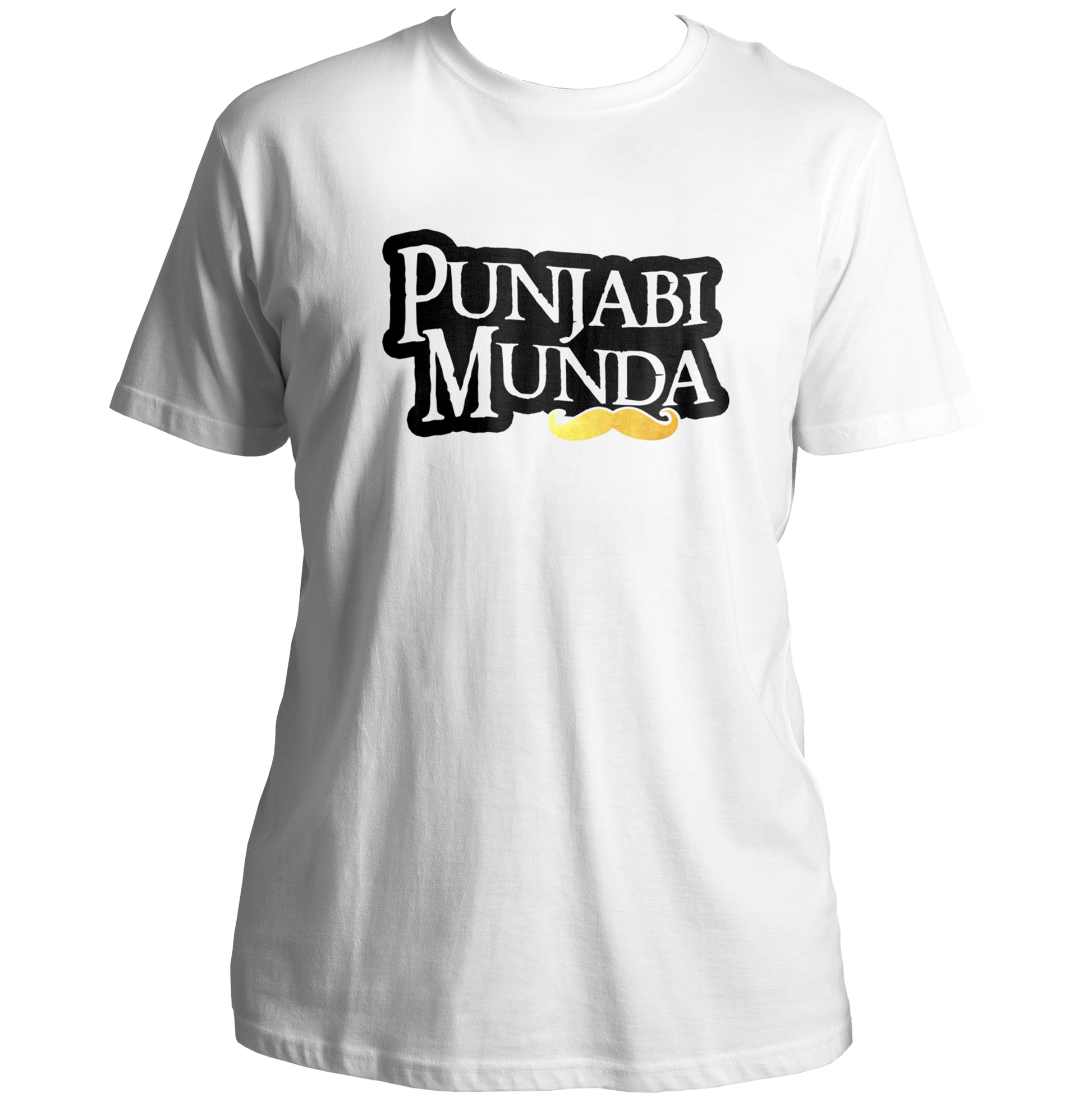 White Punjabi Munda Unisex T-Shirt with Punjabi Munda and moustache graphic
