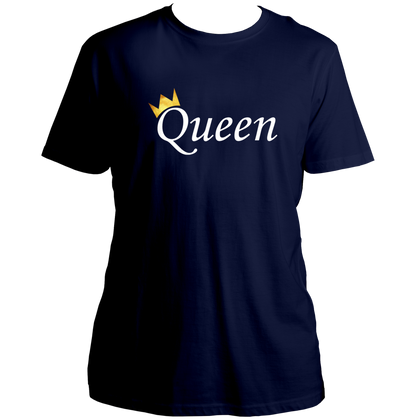 Navy Blue Queen Unisex T-Shirt with Queen typography and golden crown