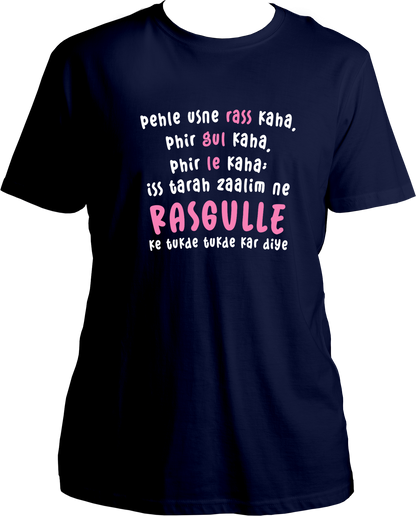 tere naam rasgulle shayari unisex navy blue t shirt bollywood dialogue design