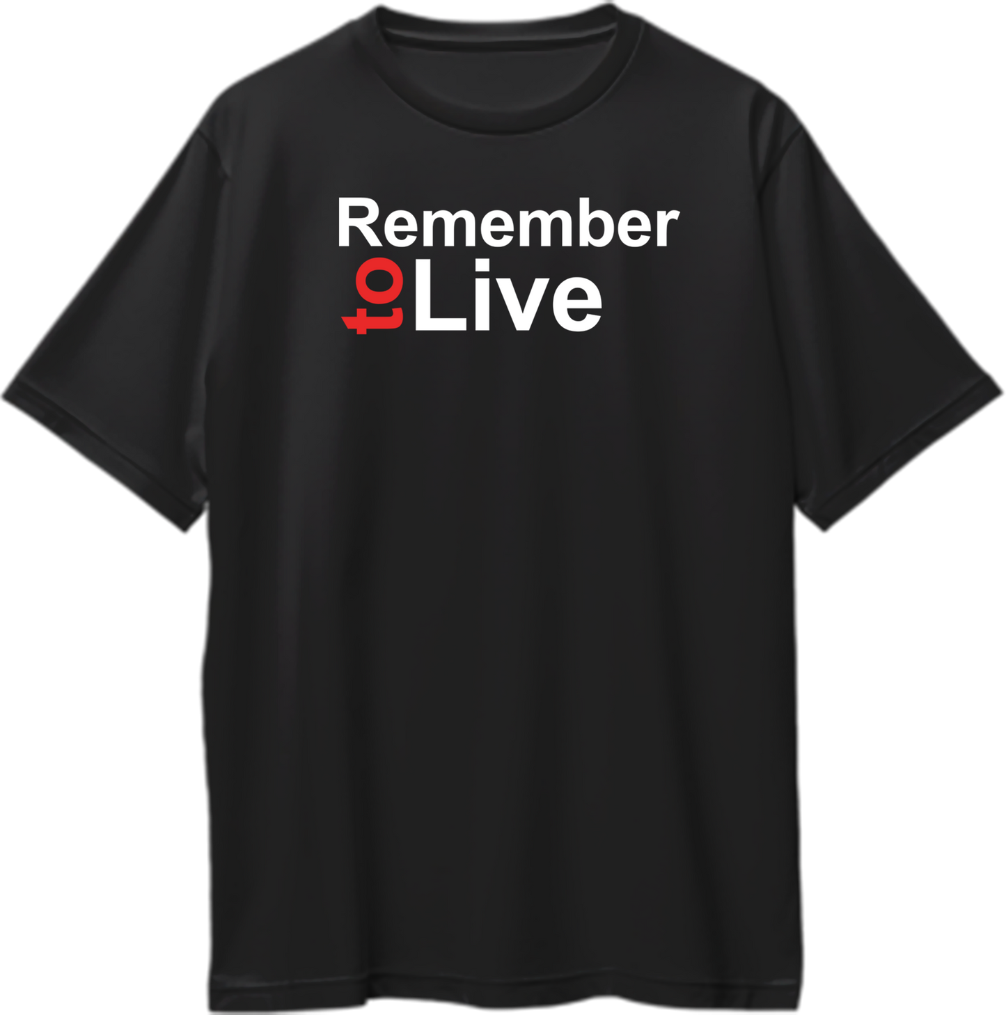 Remember To Live Oversized T-Shirt with white and red typography print on black