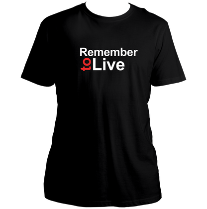 Black Remember To Live Unisex T-Shirt with minimal typography graphic