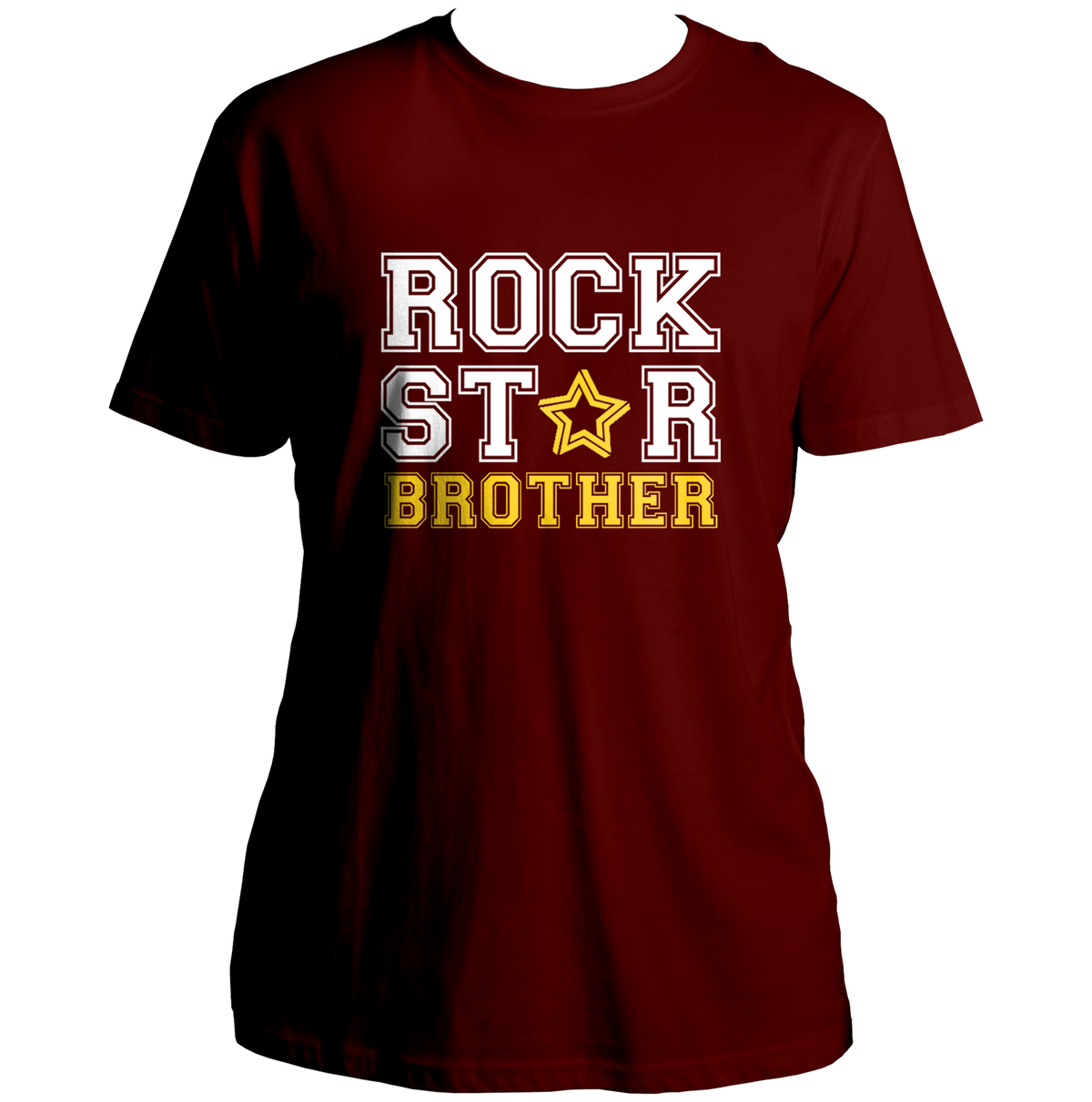 Maroon Rock Star Brother Unisex T-Shirt by Garrari with contrast Rock Star Brother graphic print