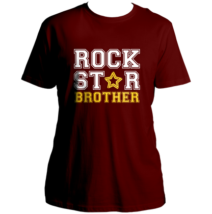 Maroon Rock Star Brother Unisex T-Shirt by Garrari with contrast Rock Star Brother graphic print