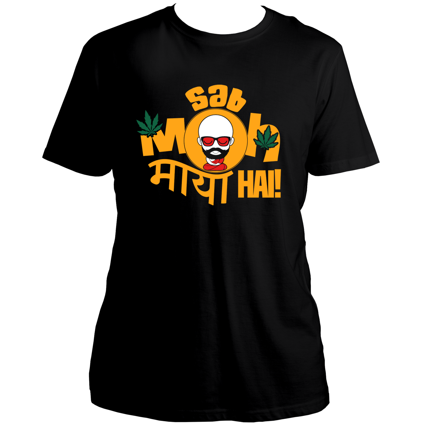 Black Sab Moh Maya Hai Unisex T-Shirt with colourful Hindi graphic print