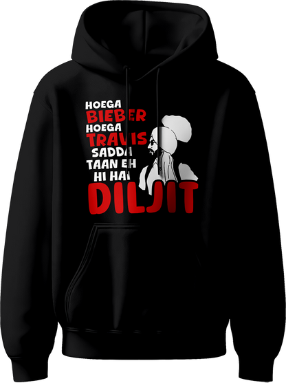 Sadda Diljit Dosanjh Unisex Hoodie featuring bold "Sadda Diljit" print, inspired by Diljit Dosanjh’s Dil-Luminati Tour 2024 and Coachella performance.