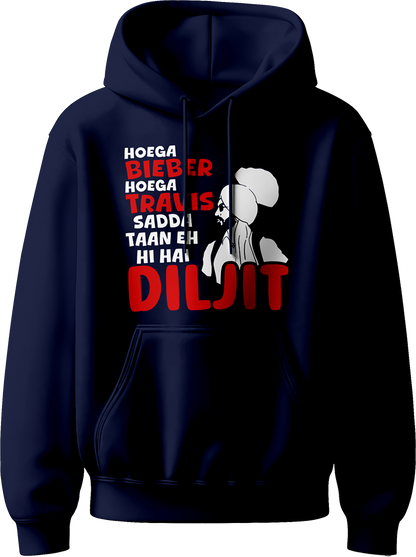 Sadda Diljit Dosanjh Unisex Hoodie featuring bold "Sadda Diljit" print, inspired by Diljit Dosanjh’s Dil-Luminati Tour 2024 and Coachella performance.