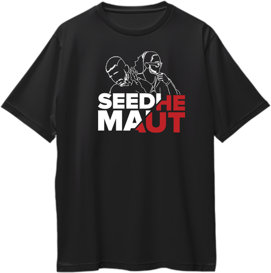 Encore Calm Seedhe Maut Oversized Unisex T-Shirt featuring a bold design that highlights the iconic rap duo, perfect for fans seeking a stylish and comfortable oversized fit.