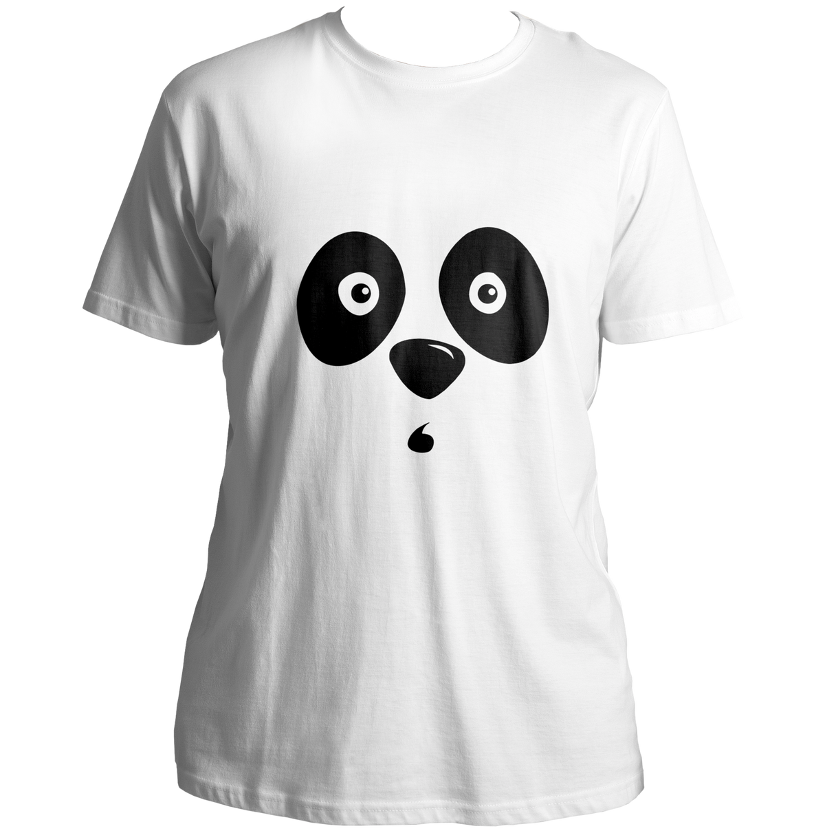 Shocked Panda Unisex T-Shirt with wide-eyed black panda face graphic