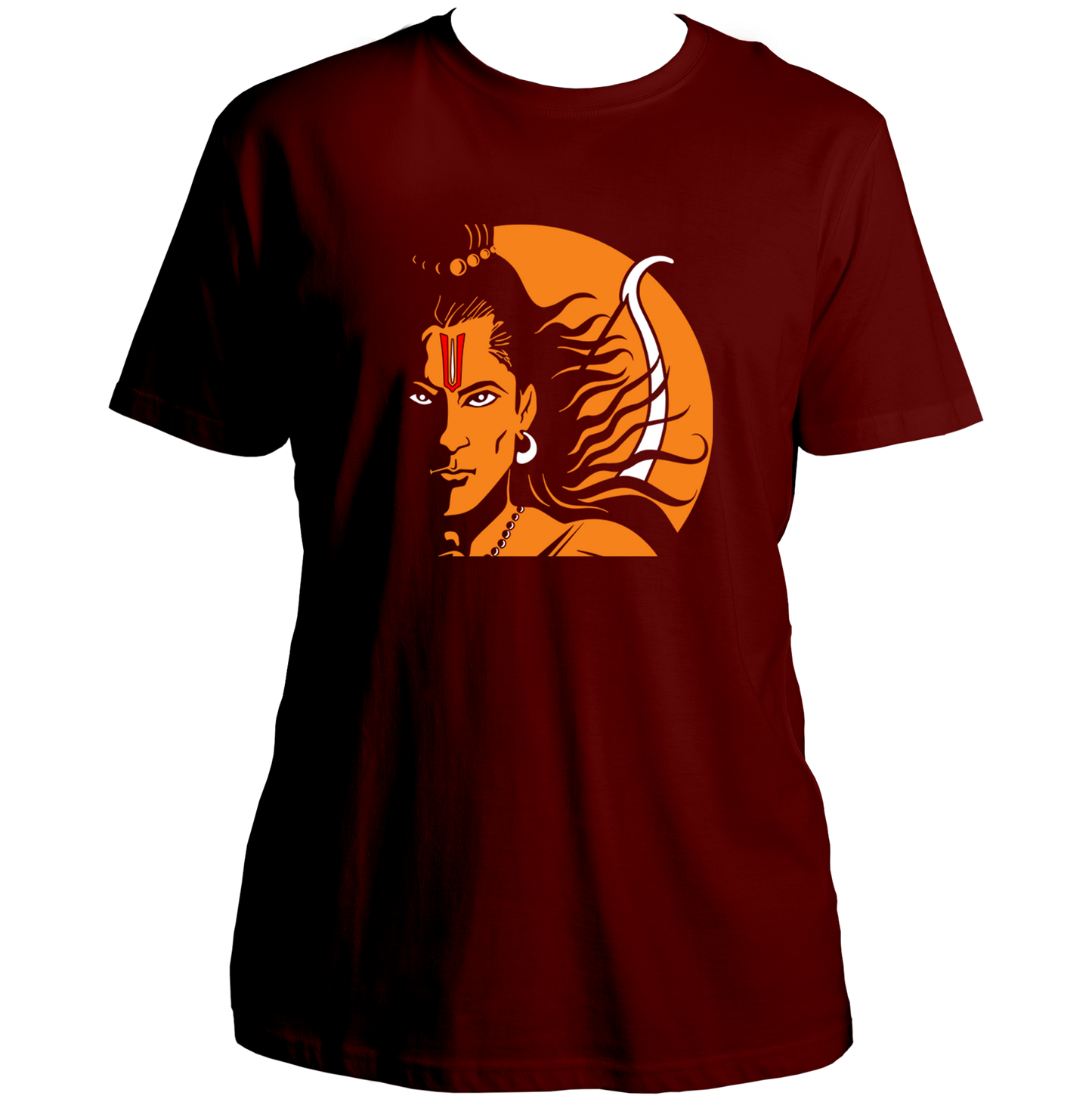 Maroon Shri Ram T-shirt with Shri Ram face and tilak design by Garrari