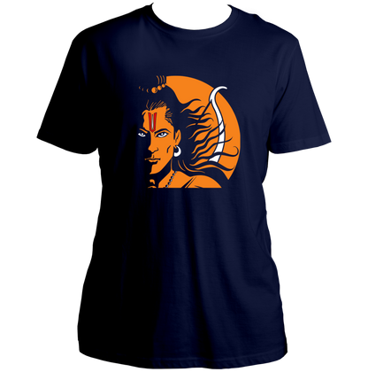 Navy Blue Shri Ram T-shirt with Lord Ram-inspired artwork by Garrari