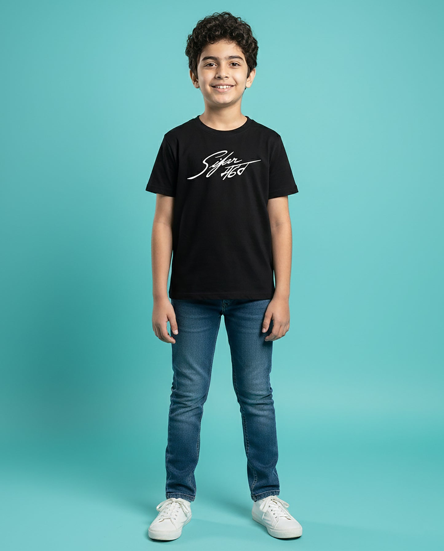 Black Sifar Safar Karan Aujla kids unisex t-shirt with Punjabi typography inspired by Punjabi music culture