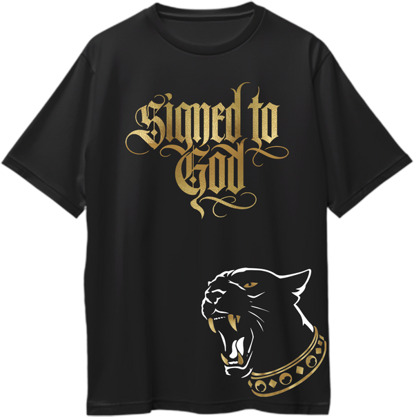 signed to god moosewala inspired oversized black 240 gsm t shirt panther streetwear