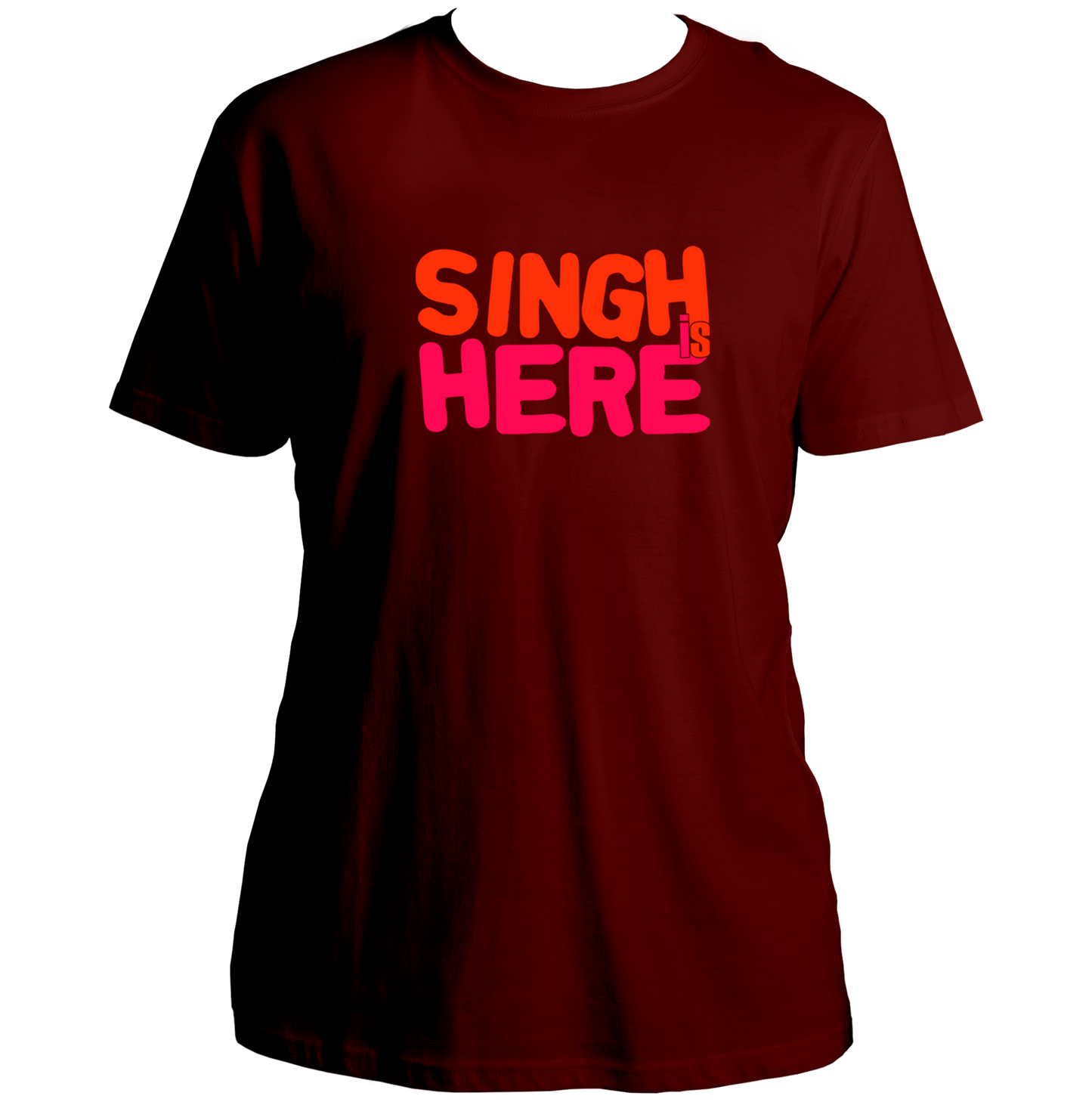 Maroon Singh Is Here Unisex T-Shirt with Singh Is Here graphic print