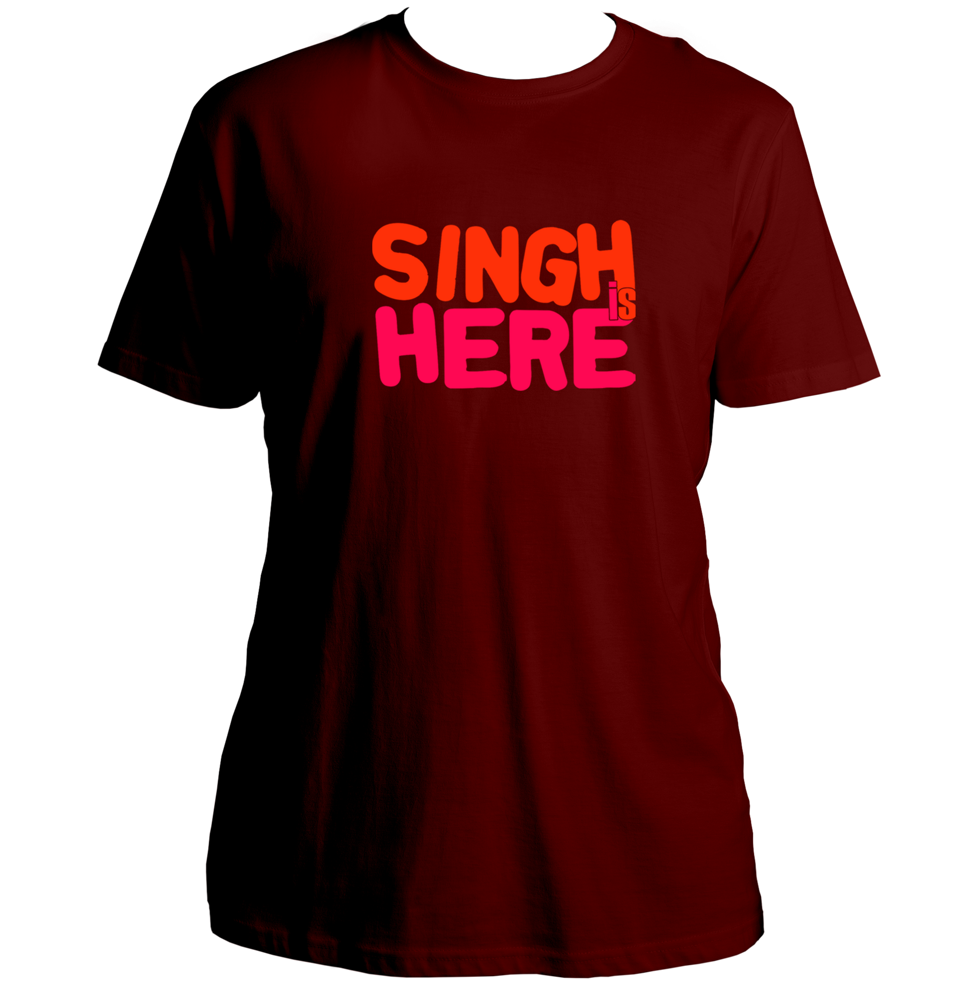 Maroon Singh Is Here Unisex T-Shirt with Singh Is Here graphic print
