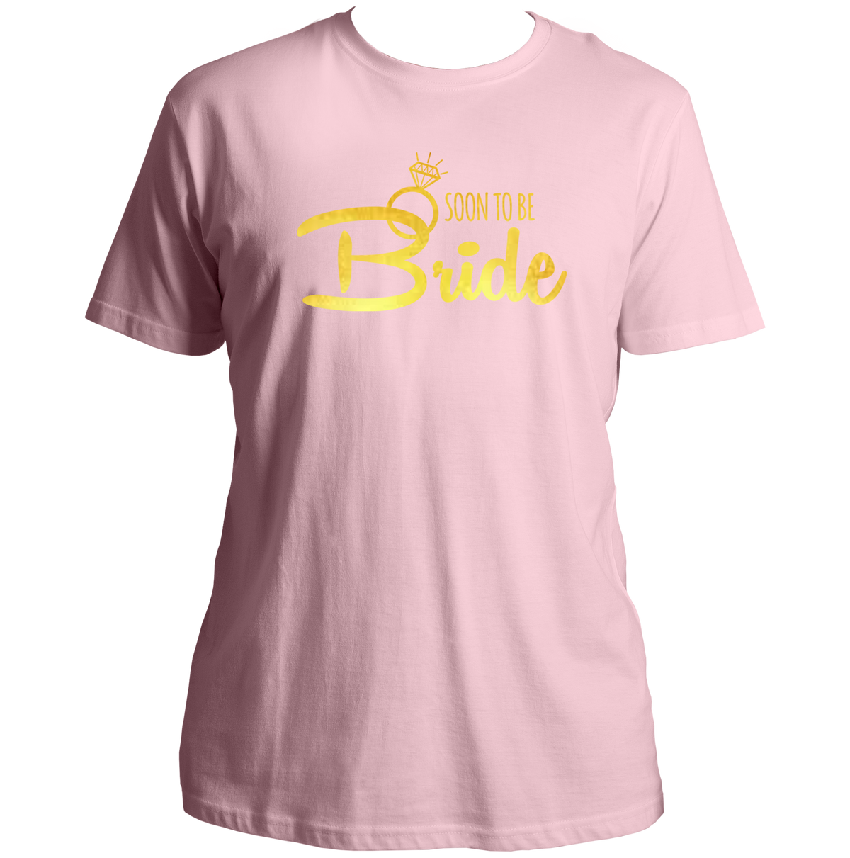 Baby Pink Soon To Be Bride Golden Reflective Unisex T-Shirt by Garrari for bride-to-be celebration