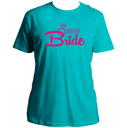 Aqua Blue Soon To Be Bride Unisex T-Shirt by Garrari for bachelorette party and bridal weekend