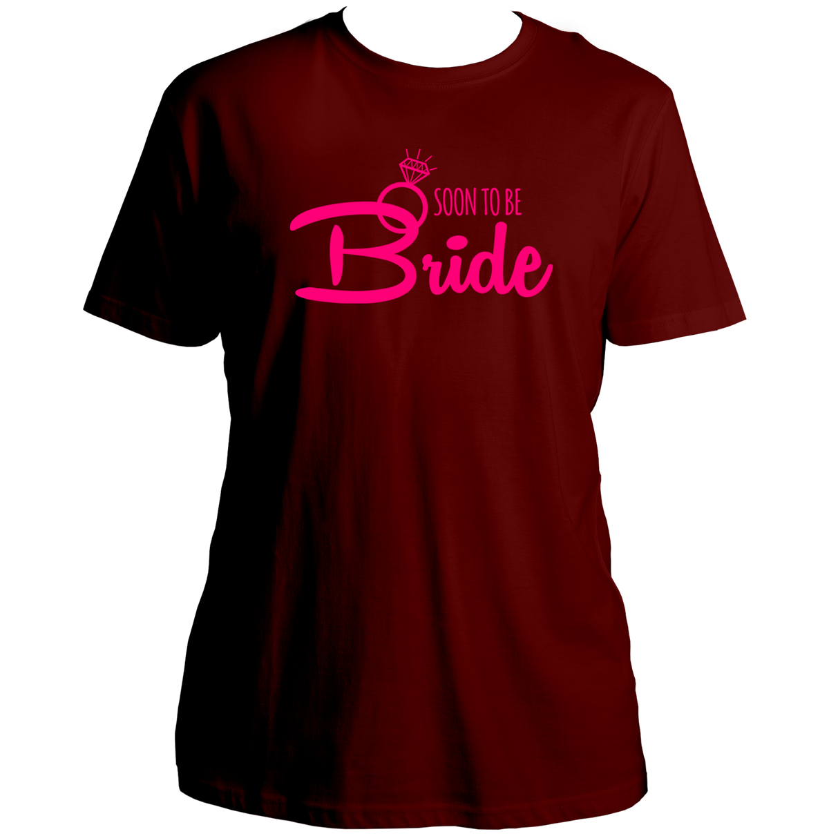 Maroon Soon To Be Bride Unisex T-Shirt by Garrari for bridal trip and pre-wedding celebration