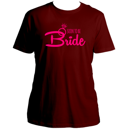 Maroon Soon To Be Bride Unisex T-Shirt by Garrari for bridal trip and pre-wedding celebration